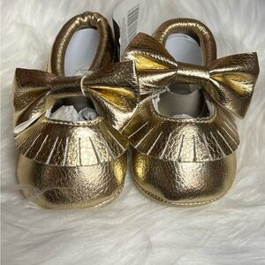 Romirus Gold Fringe Moccasin for Baby Size ( 0-6 Months)